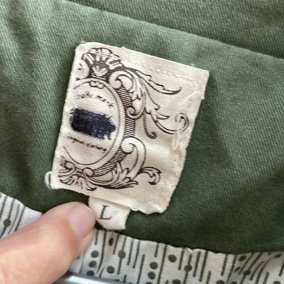 ANTHROPOLOGIE TULLE DOUBLE BREASTED TRENCH COAT IN OLIVE GREEN - Picture 4 of 8